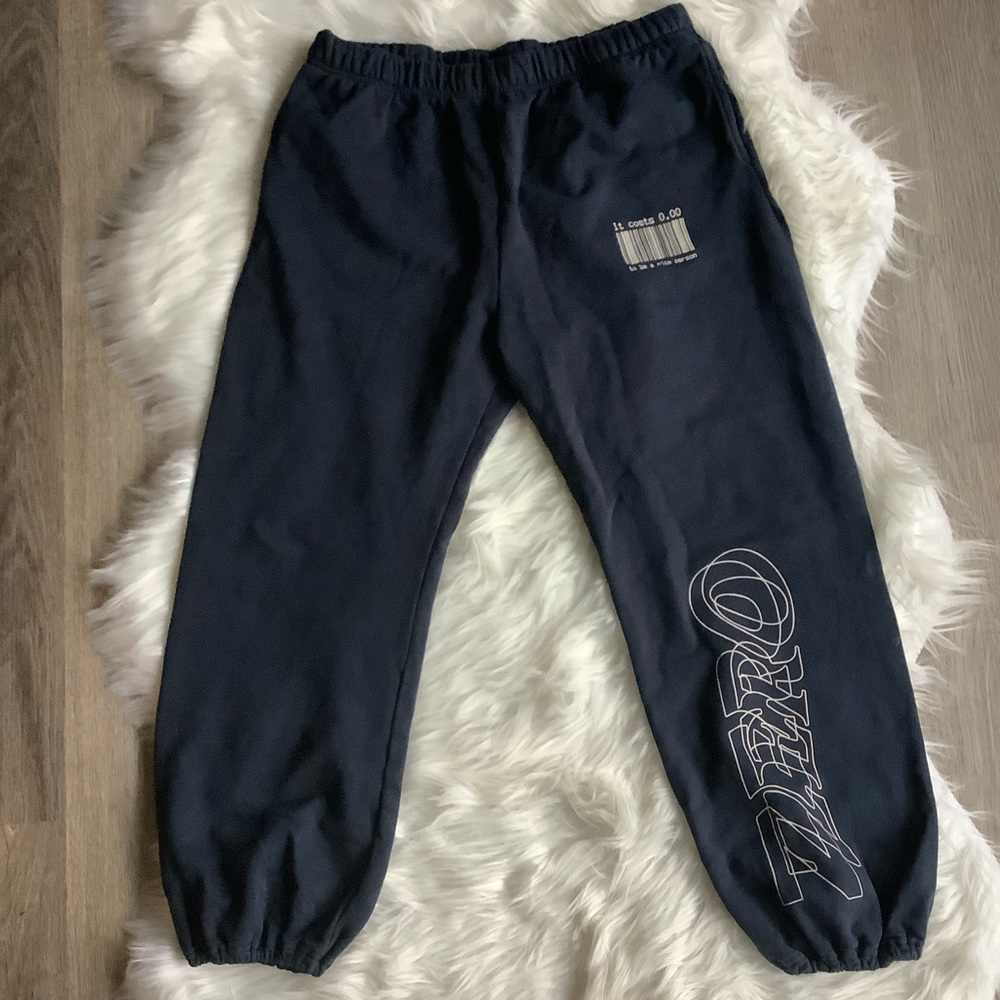 The Mayfair Group It Cost Zero Dollars To be a Nice Person navy sweat pants L/XL